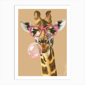 Giraffe With Glasses 1 Art Print