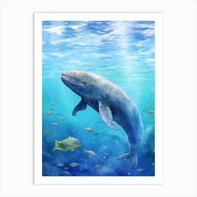 Whale In Ocean Realistic Watercolour 3 Art Print