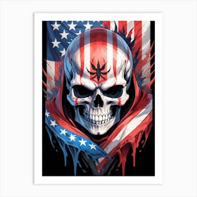 American Flag Floral Face Evil Death Skull (14) Art Print