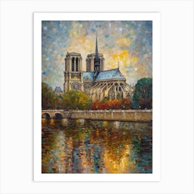 Notre Dame Paris France Monet Style 1 Art Print
