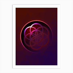 Geometric Neon Glyph on Jewel Tone Triangle Pattern 234 Art Print