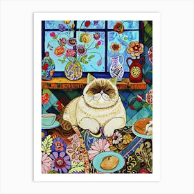 Tea Time With A Exotic Shorthair Cat 4 Art Print