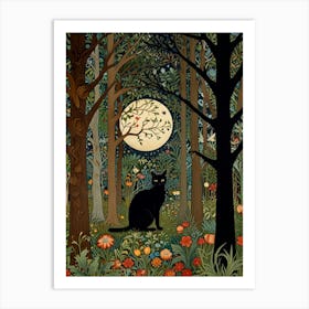 Cat In The Forest Style William Morris 7 Art Print