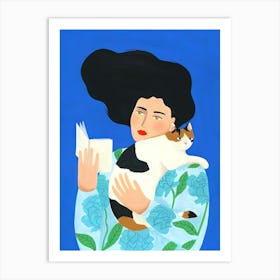 Woman Holding A Cat 2 Art Print