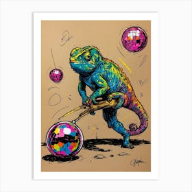 Disco Lizard Art Print