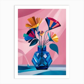 Blue Flowers In A Vase Art Print