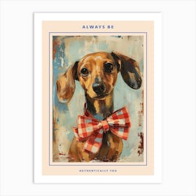 Kitsch Portrait Of A Dachshund In A Bow Tie 1 Poster Art Print