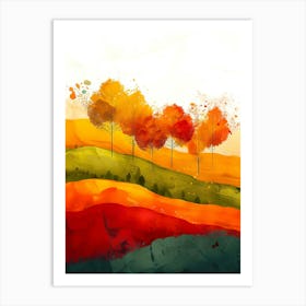 Autumn Trees On A Hill Art Print