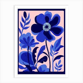 Blue Flower Illustration Anemone 3 Art Print