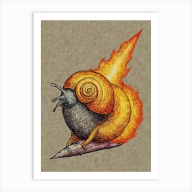 Snail On Fire Art Print