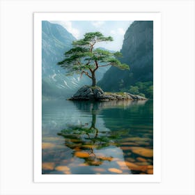 Lone Tree In A Lake Art Print