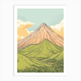 Mount Apo Philippines Color Line Drawing (8) Art Print