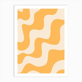 Yellow And White Wavy Pattern Art Print