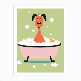 Dog Taking A Bath Art Print