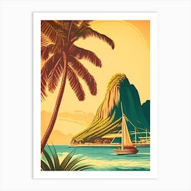 Bora Bora French Polynesia Vintage Sketch Tropical Destination Art Print