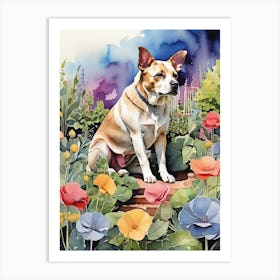 Dog In The Garden Art Print