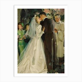 Bride Kisses The Groom Art Print