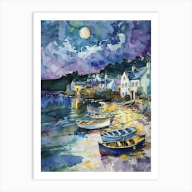 Boats At Night Art Print