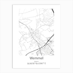 Wemmel,Belgium Minimalist Map Art Print