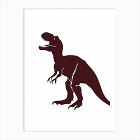 Maroon Dinosaur Silhouette 4 Art Print