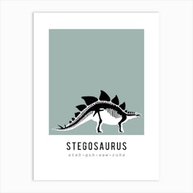 Stegosaurus, Dinosaur Boys Room Decor, Green Art Print