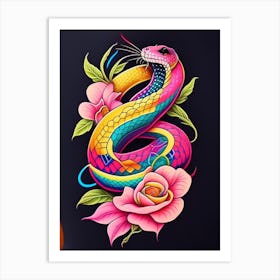 Dione Rat Snake Tattoo Style Art Print