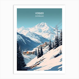 Poster Of Verbier   Switzerland, Ski Resort Illustration 3 Art Print