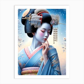 Japan Traditional Geisha Illustration By Ad 126 Art Print