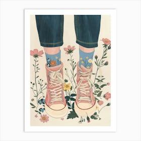 Pink Sneakers And Flowers 5 Art Print