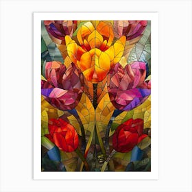 Colorful Stained Glass Flowers 10 Art Print