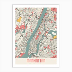 Manhattan Map Poster Art Print