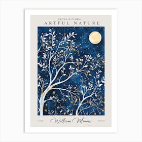 William Morris Night Full Moon Trees Botanical Exhibition Art Print