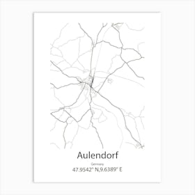 Aulendorf,Germany Minimalist Map Art Print