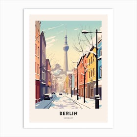 Vintage Winter Travel Poster Berlin Germany Art Print
