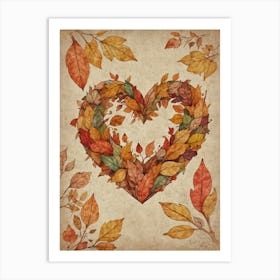 Autumn Leaves Heart 4 Art Print