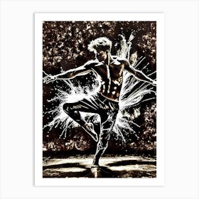 Eclipse Of Motion: Male dancer without a shirt loses himself in a powerful dance Art Print