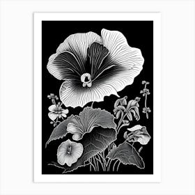 Pansy Wildflower Linocut 1 Art Print