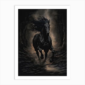 A Horse Painting In The Style Of Tenebrism 1 Art Print