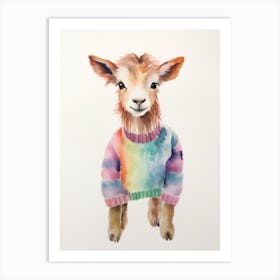 Baby Animal Watercolour Goat 3 Art Print