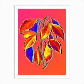 Neon Camphor Tree Botanical in Hot Pink and Electric Blue n.0506 Art Print