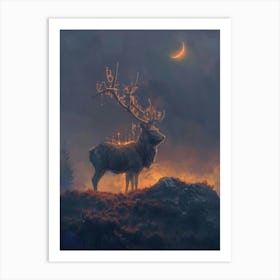 Deer In The Moonlight 10 Art Print