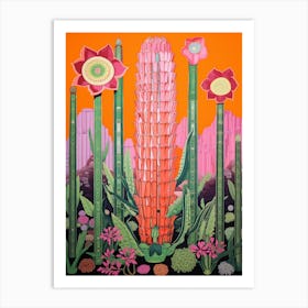 Mexican Style Cactus Illustration Organ Pipe Cactus 2 Art Print