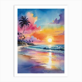 Sunset On The Beach 614 Art Print