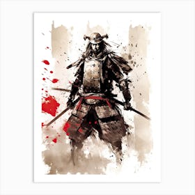 Samurai Sumi E Illustration 6 Art Print