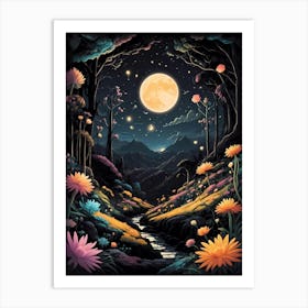 Moonlight In The Forest 1 Art Print