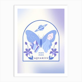 Zodiac Butterfly Aquarius Art Print