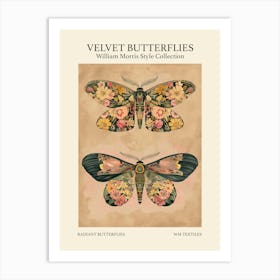 Velvet Butterflies Collection Radiant Butterflies William Morris Style 1 Art Print