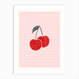 Checkered Cherry Art Print