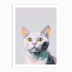 White Cat Portrait Art Print