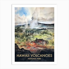 Hawaii Volcanoes National Park Watercolour Vintage Travel Poster 2 Art Print